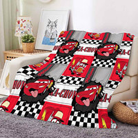Couverture en peluche à motif de dessin animé de voiture à carreaux, motif personnalisé, couverture en flanelle douce et chaude pour garçons, canapé, chambre à coucher, décoration de chambre