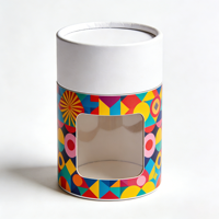 Emballage en tube de papier artisanal recouvert de plastique personnalisable, boîte cylindrique avec fenêtre, recyclable, gaufré, emballage cadeau, jouets, artisanat