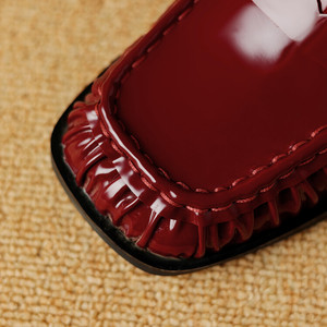 Mocassini casual per la <span class=keywords><strong>donna</strong></span> 2024 primavera di ultima moda a pieghe in vera pelle pumps scarpe da <span class=keywords><strong>donna</strong></span> a punta quadrata scarpe con tacco medio <span class=keywords><strong>calzature</strong></span> - Product Image 6