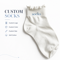 Chaussettes courtes personnalisées à volants, broderie de lettres, coton doux, chaussettes décontractées pour femmes