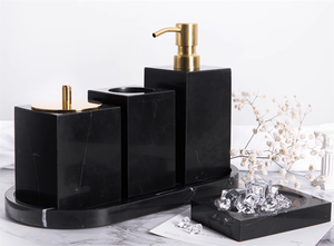Ensemble d'accessoires de salle de bain en marbre noir classique moderne, ensemble d'accessoires de salle de bain en marbre Nero Marquina - Product Image 5
