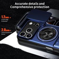Pour iPhone 18 17 Pro Max 16 15 14 13 12 11 360 ° Étui de protection antichoc avec anneau magnétique rotatif, support pliable pour appareil photo coulissant