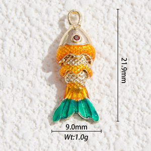 <b>Copper</b> Plated Koi Fish Pendant Mixed Shapes For <b>Bracelet</b> Making Jewelry Findings - Product Image 5