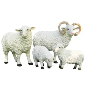 Kích Thước Cuộc Sống Cừu Nhựa Ngoài Trời Vườn Cảnh Trang Trí FRP Điêu Khắc Mô Phỏng Động Vật Cừu Dê Trang Trí