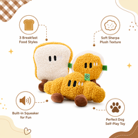 Mainan Anjing Boneka Plush Lucu Bentuk Croissant Toast, Super Lembut, Bisa Digigit, Berbunyi, Interaktif, Pereda Stres, Grosir