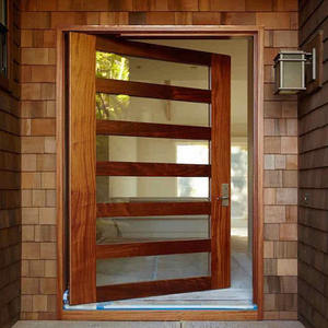 <span class=keywords><strong>Porte</strong></span> pivotante <span class=keywords><strong>d</strong></span>'<span class=keywords><strong>entrée</strong></span> principale moderne, sans cadre, en verre trempé, en bois massif - Product Image 2