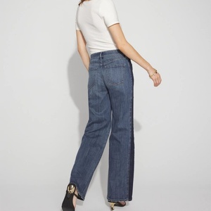 Jeans amples décontractés style vintage délavé avec empiècements personnalisables pour femme, en coton respirant, collection été 2025 - Product Image 3
