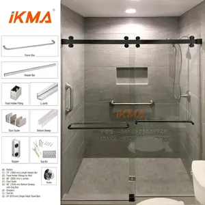 Sistem Pintu Shower Geser Bypass Dua Pintu Seri Cambridge 180 Derajat Baja Tahan Karat Disikat CAM73 Crl