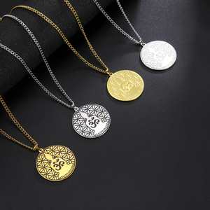 Collar Myshape Om con Colgante de Flor de Loto para Yoga, Collar con Mandala Aum Ohm de Acero Inoxidable, Regalo Inspirador para Mujeres, Amuleto Hindú - Product Image 5