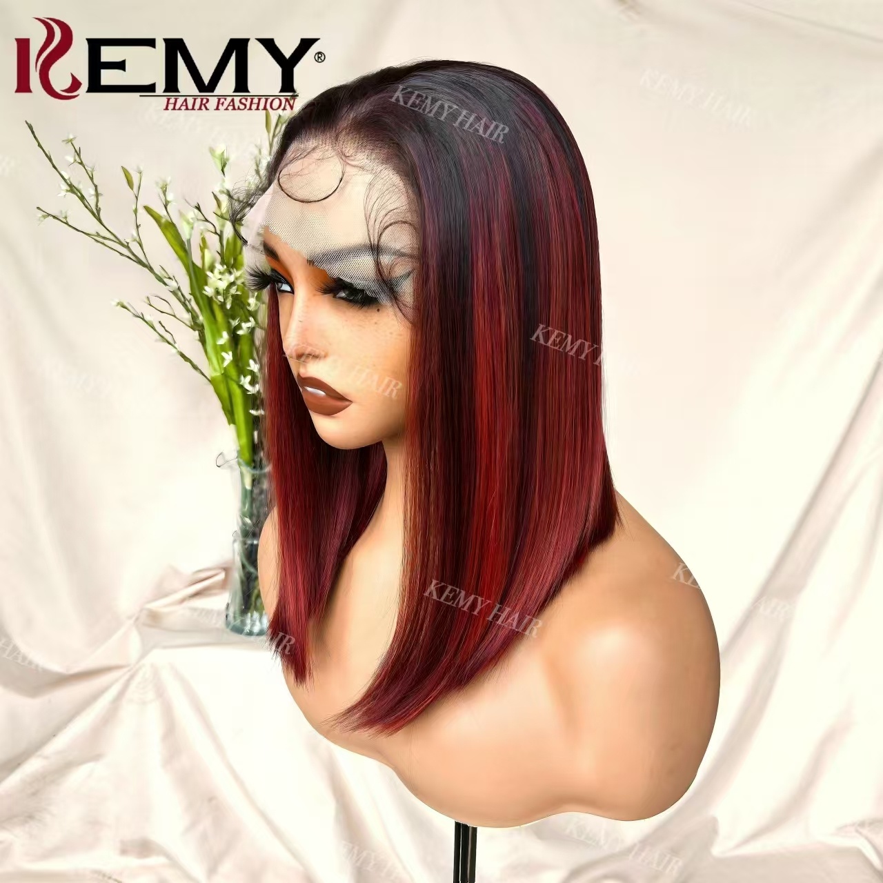 Short Hair Red Highlights Trendy Wigs for Black Women