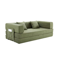 Modernes minimalistisches Stoff-Schlafsofa, klappbar, Dual-Use, modulares Ecksofa mit Holzrahmen und hochdichtem Schaumstoff für große Räume