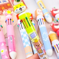 Stylo bille multifonction 10 couleurs style dessin animé pour étudiant, stylo coloré pour carnet, stylo à pression multifonction de haute qualité, modèle D-0008