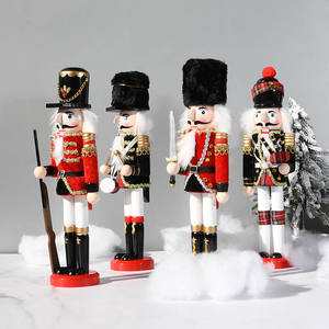 HLC ODM LOGO 30cm Navidad Cascanueces <span class=keywords><strong>de</strong></span> madera soldado cetro baterista rey Navidad rojo pintado a <span class=keywords><strong>mano</strong></span> Cascanueces marioneta ornamento - Product Image 3