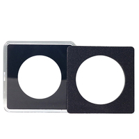 Boîte à capsules pour pièces de monnaie transparente carrée 60 x 60 mm en plastique acrylique avec anneau en EVA noir