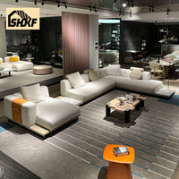 Grand Canapé Sectionnel Mobilier de Salon en Forme de U Moderne en Tissu avec Méridienne, Ensemble de Canapé d'Angle