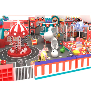 Aire de jeux intérieure colorée avec piscine à balles, toboggan, tunnel et manège pour enfants - Product Image 4