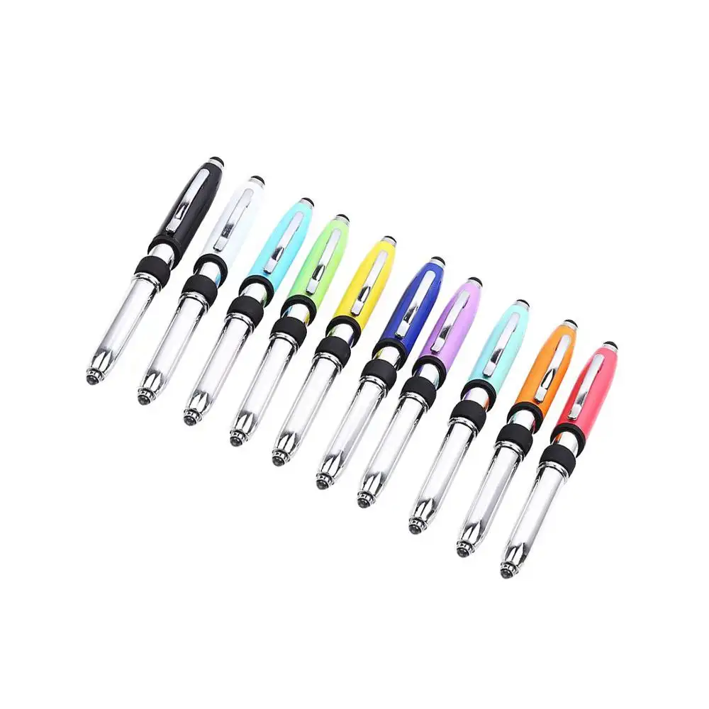 Yüksek kalite 4 1 çok fonksiyonlu Stylus Led tükenmez kalem Led ışıklı kalem mobil telefon tutucu