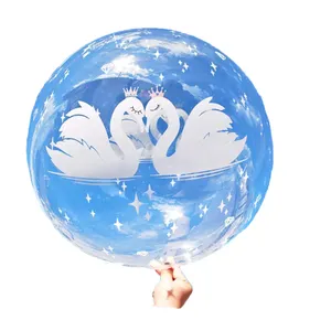 Balões transparentes de cisne, balão de bobo e bolha de 20 polegadas para decoração de festa, balão de cisne