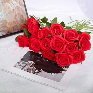Ramo de Rosas Artificiales de 50 cm de Altura, Simulación de Plástico y Poliéster, Decoración para Bodas, Decoración del Hogar, Accesorio de Fotografía - Product Image 1