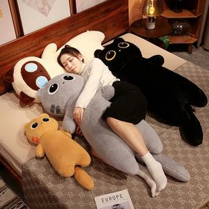 Boneka Kucing Panjang Super Lembut Grosir, Boneka Kucing Abu-abu Hitam Lucu, Bantal Lempar untuk Tempat Tidur, Menenangkan dan Menggemaskan untuk Anak-anak dan Perempuan - Product Image 1