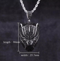 Collier de héros Marvel en laiton plaqué or noir avec pierres noires, pendentif panthère pour hommes, livraison directe d'usine KRKC