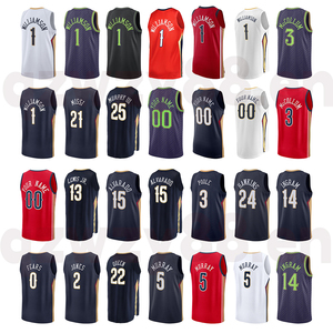 Expédition immédiate, uniformes de basket-ball américains de New Orleans, 100% polyester, respirant, séchage rapide, broderie, maillots NB # 1 <span class=keywords><strong>WILLIAMSON</strong></span> # 15 - Product Image 1