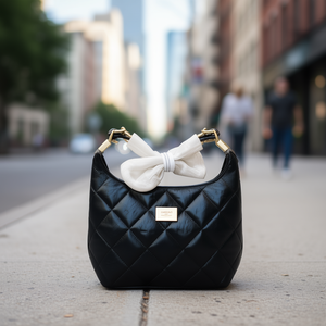 Sac à bandoulière matelassé Fzkybag pour femme, avec détail nœud, en cuir microfibre, pour usage quotidien et décontracté - Product Image 2