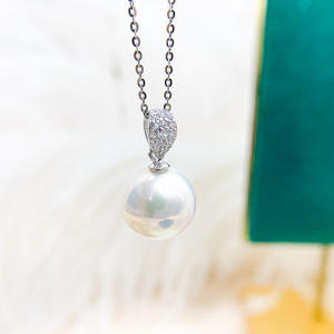 Pendentif en argent S925 avec perles rondes de 9 à 12 mm, support de collier de mode DIY, collection de perles en vrac 30781, accessoires - Product Image 4