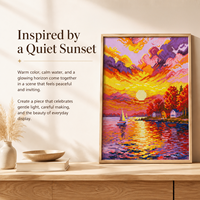 Kit de Peinture Diamant Carré Écologique KS Craft Sunset Glow – Perforation Spéciale, Art Diamant DIY, Décoration Murale Paysage Paisible