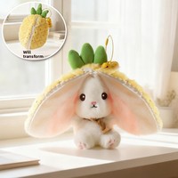 Peluche Lapin Fraise Transfrontalier qui se transforme en petite poupée lapin, porte-clés et breloque de sac, 13 cm, Polyester