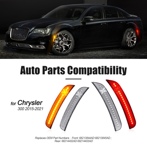 Luz de Posición Lateral Delantera y Trasera para Automóvil, Lente Transparente, para Chrysler 300 2015-2021, Luz LED Roja de Señal de Giro para Guardabarros, 68213845AD, 4 Piezas - Product Image 3
