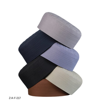 Topi doa Muslim bulat klasik untuk pria, topi katun lembut bentuk bulat ZAF tradisional putih Muslim bulat Kufi