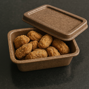 Tarro de almacenamiento de alimentos de vidrio biodegradable Diseño de cilindro portátil de gran capacidad calentable con tapa abatible hecha de material de ajo - Product Image 1