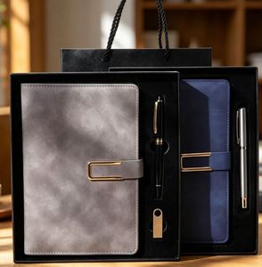 Hot Corporate Leather Notebook Gift Sets With Pen Customizable Luxury A5 Diary Stationery <b>Note</b> <b>Book</b> Gift Box for Men - Product Image 4