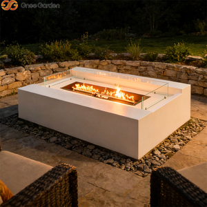 Table de foyer au gaz rectangulaire en métal, moderne, pour jardin et terrasse, idéale pour les divertissements en plein air - Product Image 5