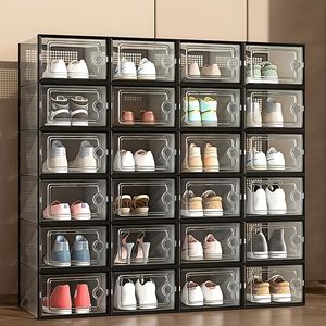 Modern Şeffaf Plastik İstiflenebilir Ayakkabı Saklama Kutusu Düzenleyici, Oturma Odası için Katlanabilir Ayakkabılık, Spor Ayakkabı Saklama Kabı - Product Image 3