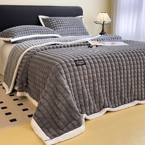 Manta Multifuncional <span class=keywords><strong>de</strong></span> Felpa <span class=keywords><strong>de</strong></span> Visón Dorado Clase A, Diseño <span class=keywords><strong>de</strong></span> Cuadrícula, Novedad 2025 - Product Image 2