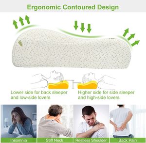 Oreiller cervical orthopédique en mousse à mémoire de forme avec logo personnalisé, en fibre de bambou et mousse, pour le sommeil - Product Image 5