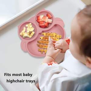 Assiette pour enfants en silicone de qualité alimentaire compartimentée en forme de hibou : Assiette pour tout-petits mignonne et antidérapante pour l'alimentation quotidienne du bébé et les repas à la maison - Product Image 2