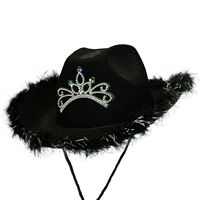 Chapeau de cowboy lumineux adulte avec diadème et plumes Chapeau de cowgirl avec couronne LED