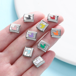 Duck Modular Charm Link | 18K PVD Stainless Steel Square Italian <b>Bracelet</b> <b>Bead</b> for DIY Jewelry <b>Making</b> Accessories - Product Image 4