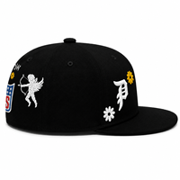Casquette de baseball unisexe à 6 panneaux, visière plate, broderie 3D en relief motif fleur Cupidon, en coton, style streetwear, imprimé léopard, pour usage quotidien