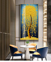 Tableaux muraux décoratifs pour la maison, en porcelaine cristalline 5D, grand incrustation de diamants, tableaux muraux en verre pour hôtel, motifs d'arbres