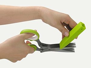 Tijeras de Cocina Multiusos de Acero Inoxidable con 5 Cuchillas para Cortar Verduras y Ensaladas, Juego de Tijeras para Hierbas con 5 Capas de Corte - Product Image 6