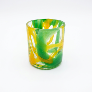Photophore en verre tourbillonné jaune-vert, rond, 4,6 pouces - Product Image 1