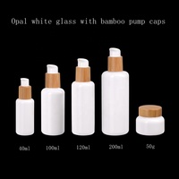 Flacon cosmétique en verre blanc 200/200 ml, bouteille à pompe avec interrupteur en plastique, opale, pour lotion corporelle