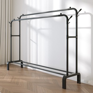 <span class=keywords><strong>Appendiabiti</strong></span> Multifunzionale Nero con Ruote, Stendibiancheria in Metallo per Vestiti, Cappelli e Ombrelli - Product Image 1
