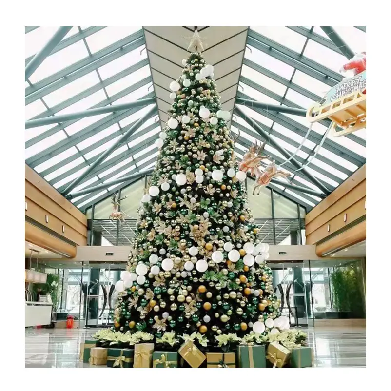 Custom 40ft Plaza Park Hotel Commercial Led Lighting Cone 70ft Giant Large Shopping Mall Christmas Tree