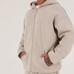 Großhandel Relaxed Fit Herren Trainings anzug Fleece Reiß verschluss Kapuzen pullover und Jogger hose Set - Product Image 4