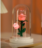 Veilleuse LED créative à la main ornement de fleur de Rose éternelle créative pour anniversaire saint valentin fleurs préservées plantes